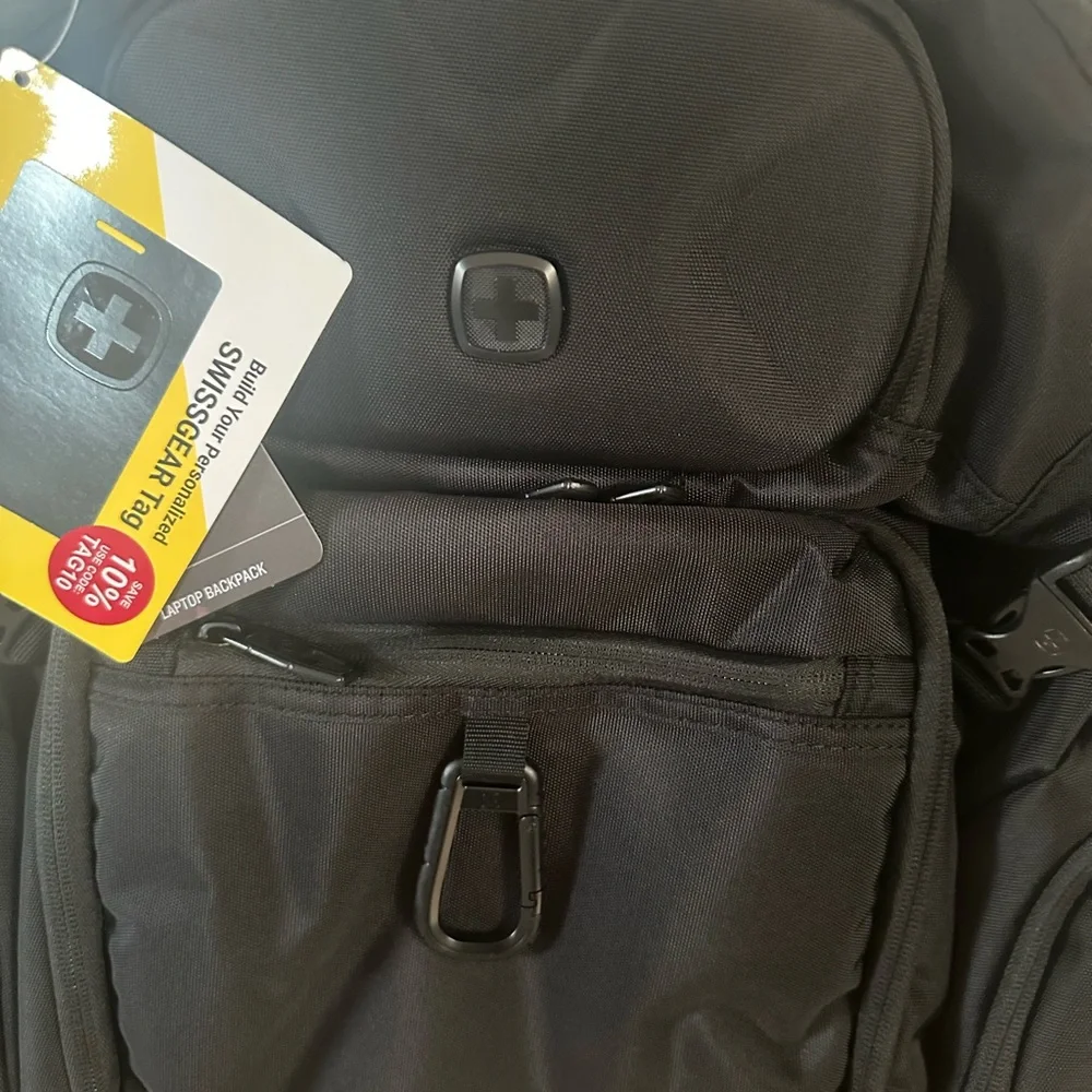 SwissGear Black Backpack with Durable Fabric and Padded Straps - Picture 8 of 10